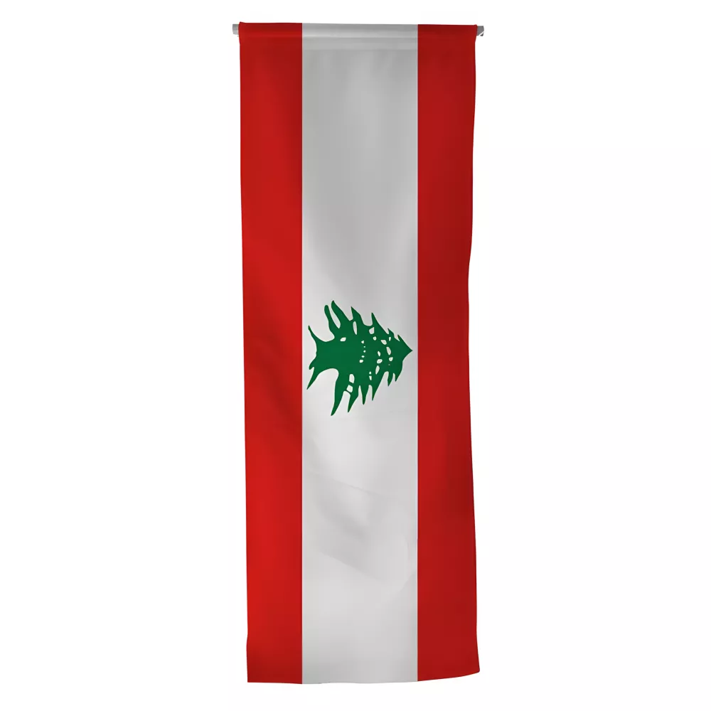 Oriflamme Liban en maille polyester vertical Oriflamme Liban en maille polyester vertical