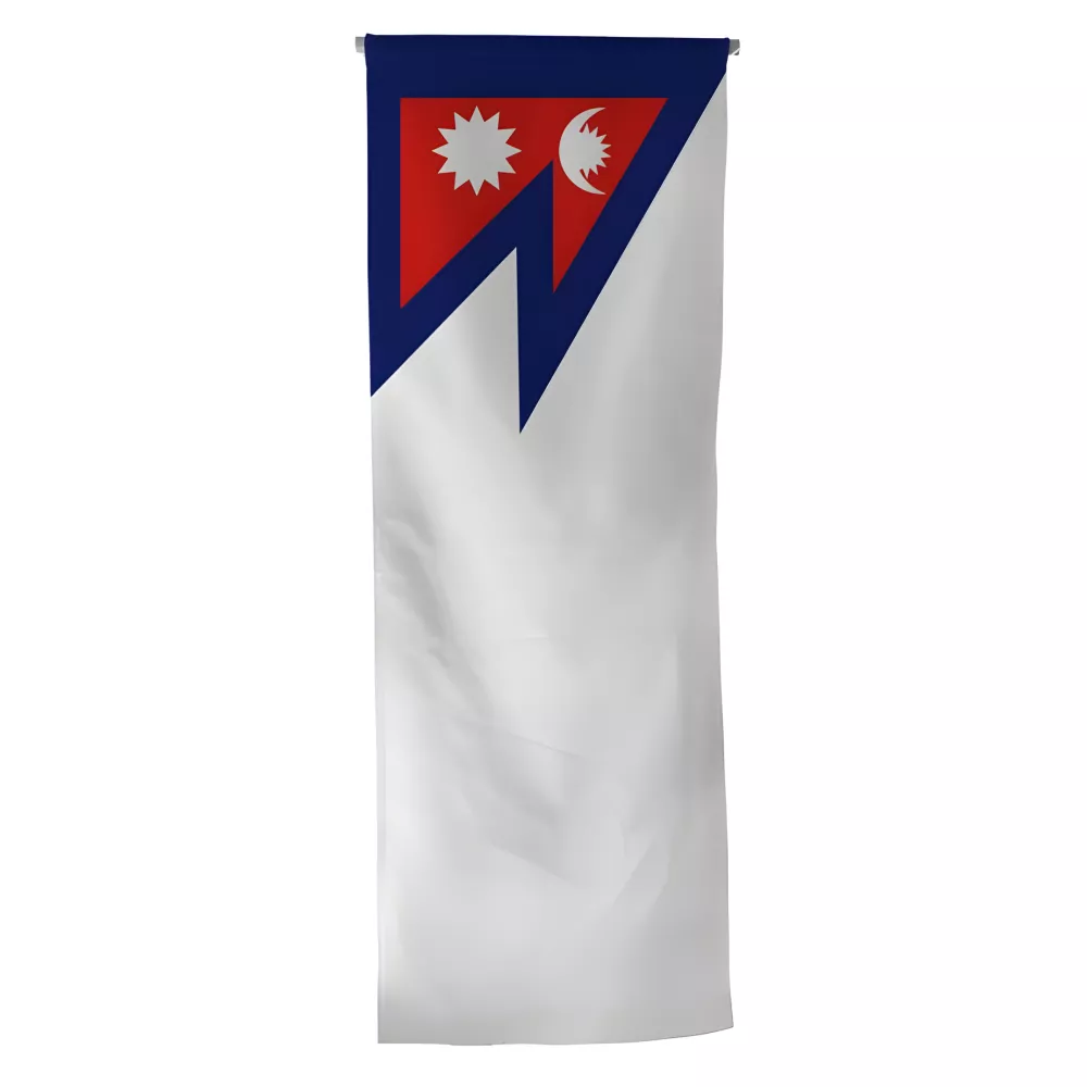 Oriflamme Népal en maille polyester avec traverse bois Oriflamme Népal en maille polyester avec traverse bois