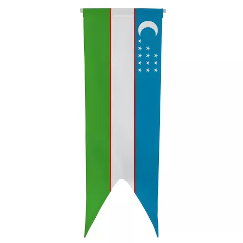 Oriflamme Ouzbékistan en maille polyester avec traverse