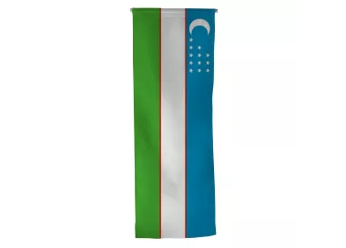Oriflamme Ouzbékistan en maille polyester avec traverse