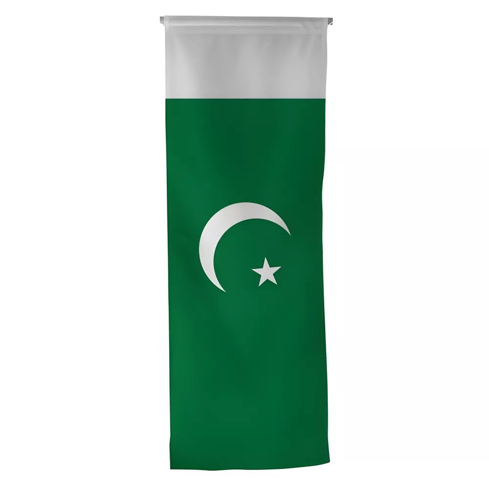 Oriflamme Pakistan en maille polyester avec traverse Oriflamme Pakistan en maille polyester avec traverse