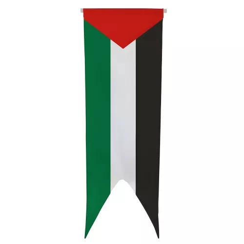 Oriflamme Palestine en maille polyester avec traverse bois