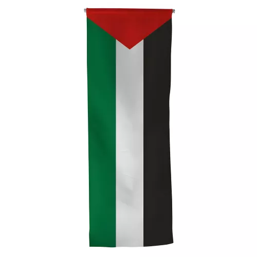 Oriflamme Palestine en maille polyester avec traverse bois