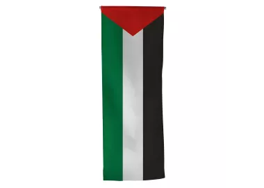 Oriflamme Palestine en maille polyester avec traverse bois