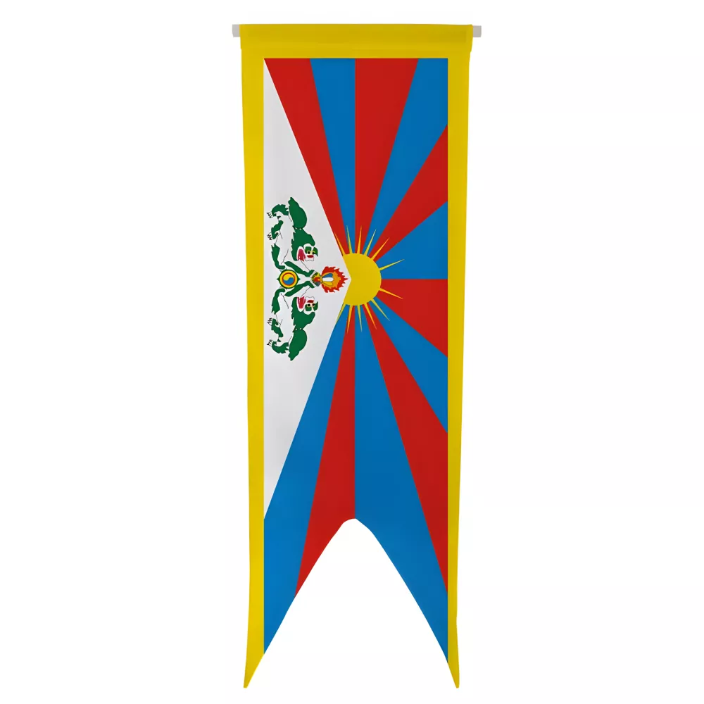 Oriflamme Tibet avec traverse en bois Oriflamme Tibet avec traverse en bois