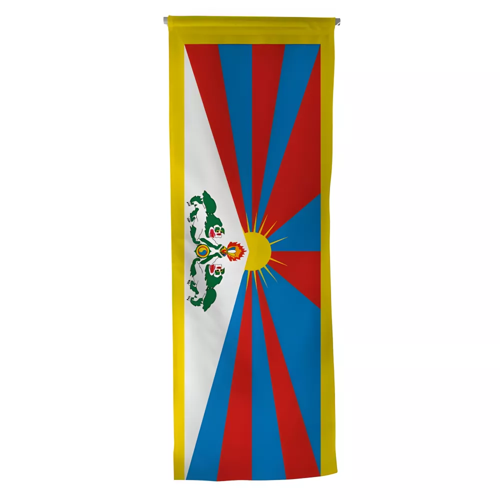 Oriflamme Tibet avec traverse en bois Oriflamme Tibet avec traverse en bois