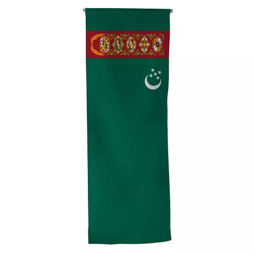 Oriflamme Turkménistan en maille polyester avec traverse