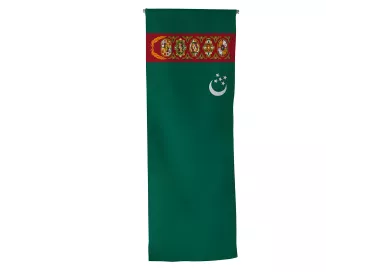 Oriflamme Turkménistan en maille polyester avec traverse