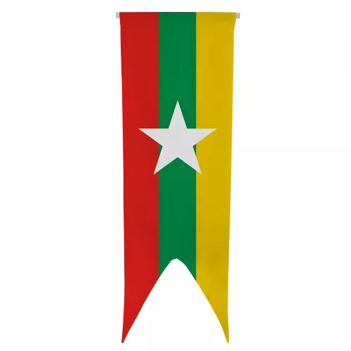 Oriflamme Myanmar en maille polyester avec traverse bois
