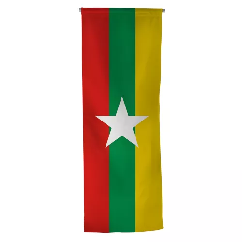Oriflamme Myanmar en maille polyester avec traverse bois
