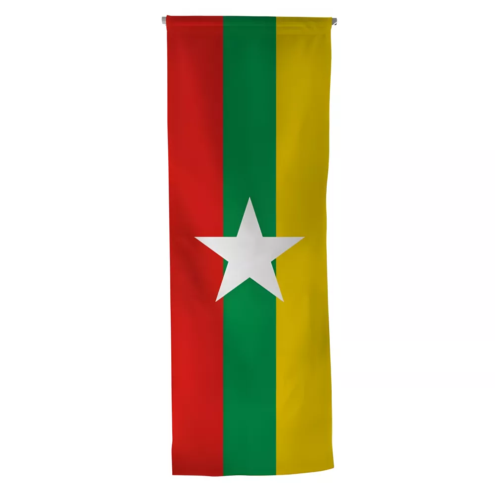 Oriflamme Myanmar en maille polyester avec traverse bois