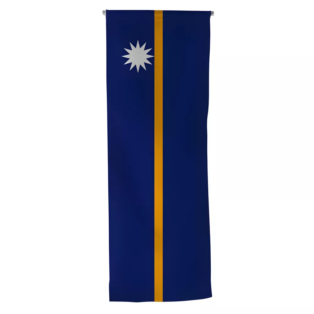 Oriflamme Nauru en maille polyester avec traverse bois Oriflamme Nauru en maille polyester avec traverse bois