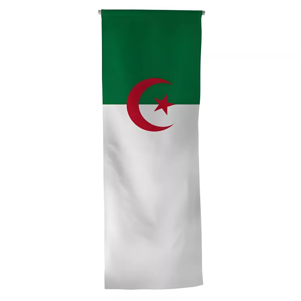 Oriflamme Algérie en maille polyester avec traverse Oriflamme Algérie en maille polyester avec traverse