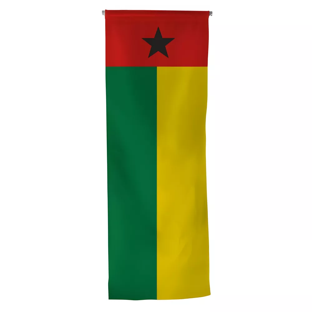 Oriflamme Guinée-Bissau en maille polyester avec traverse Oriflamme Guinée-Bissau en maille polyester avec traverse