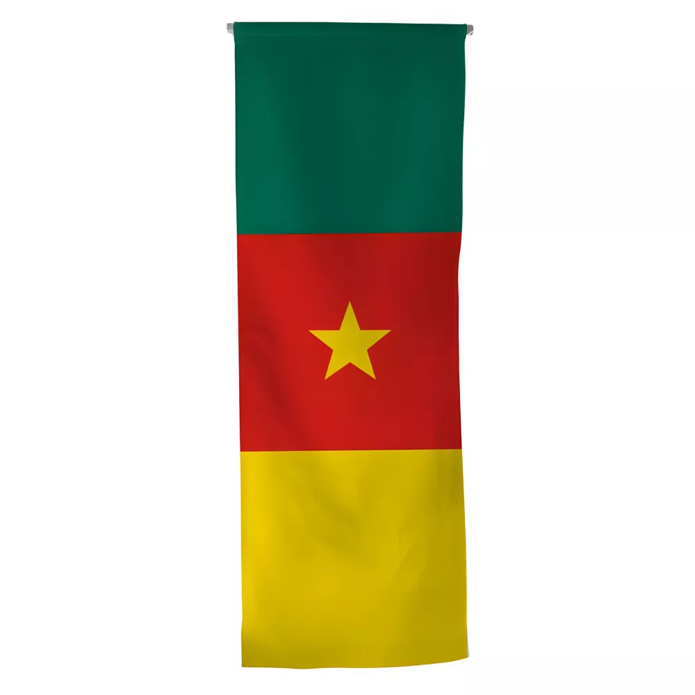 Oriflamme Cameroun en maille polyester avec traverse Oriflamme Cameroun en maille polyester avec traverse