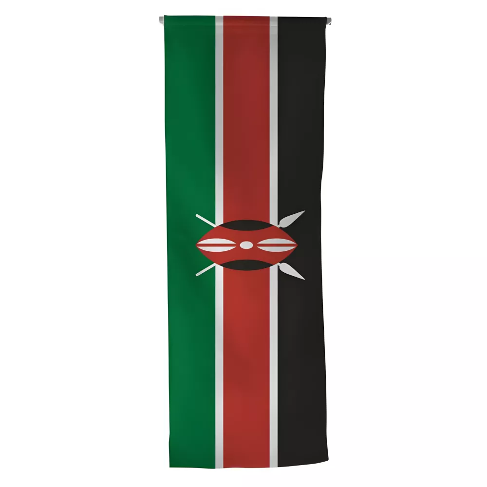 Oriflamme du Kenya en maille polyester avec traverse Oriflamme du Kenya en maille polyester avec traverse