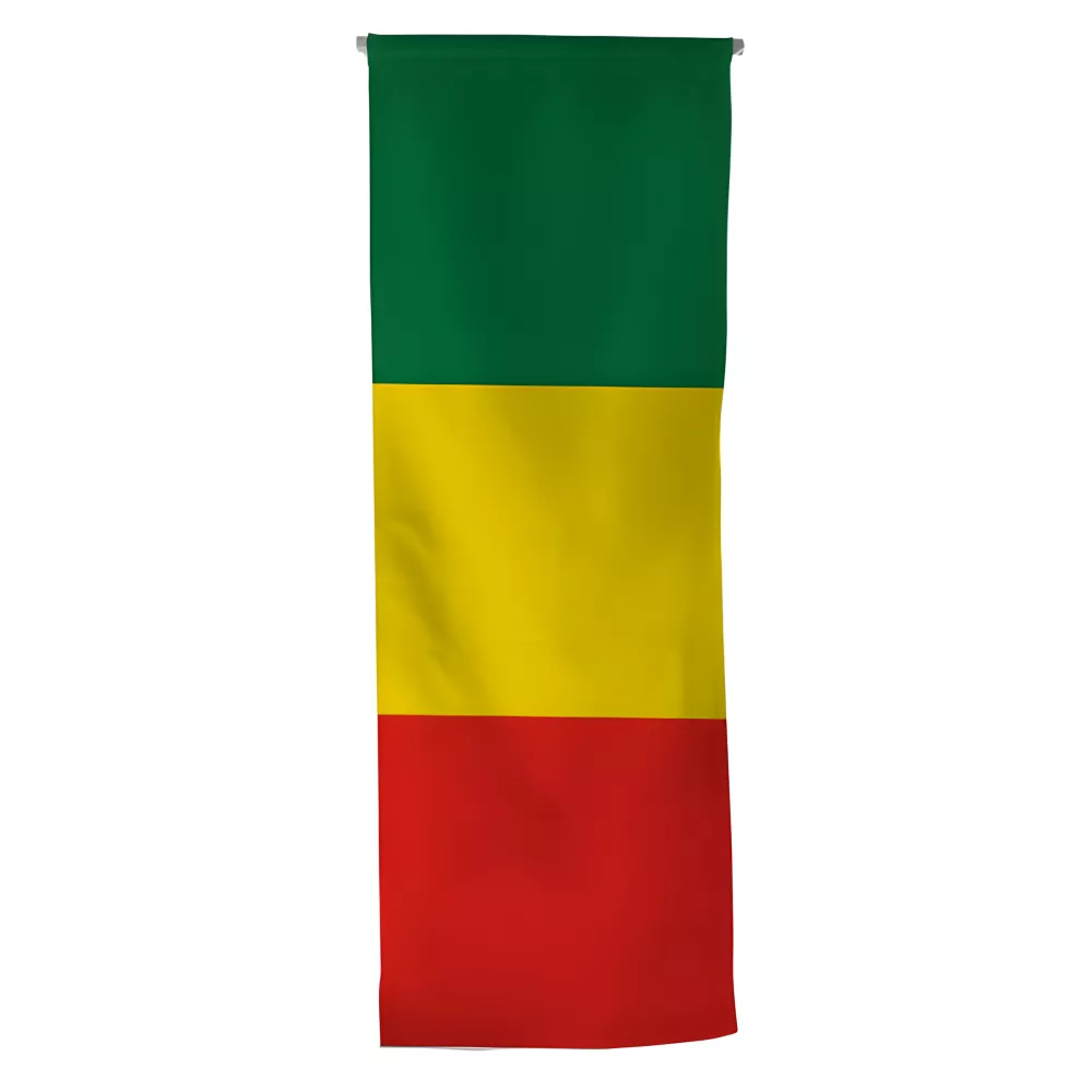 Oriflamme Mali en maille polyester avec traverse bois Oriflamme Mali en maille polyester avec traverse bois