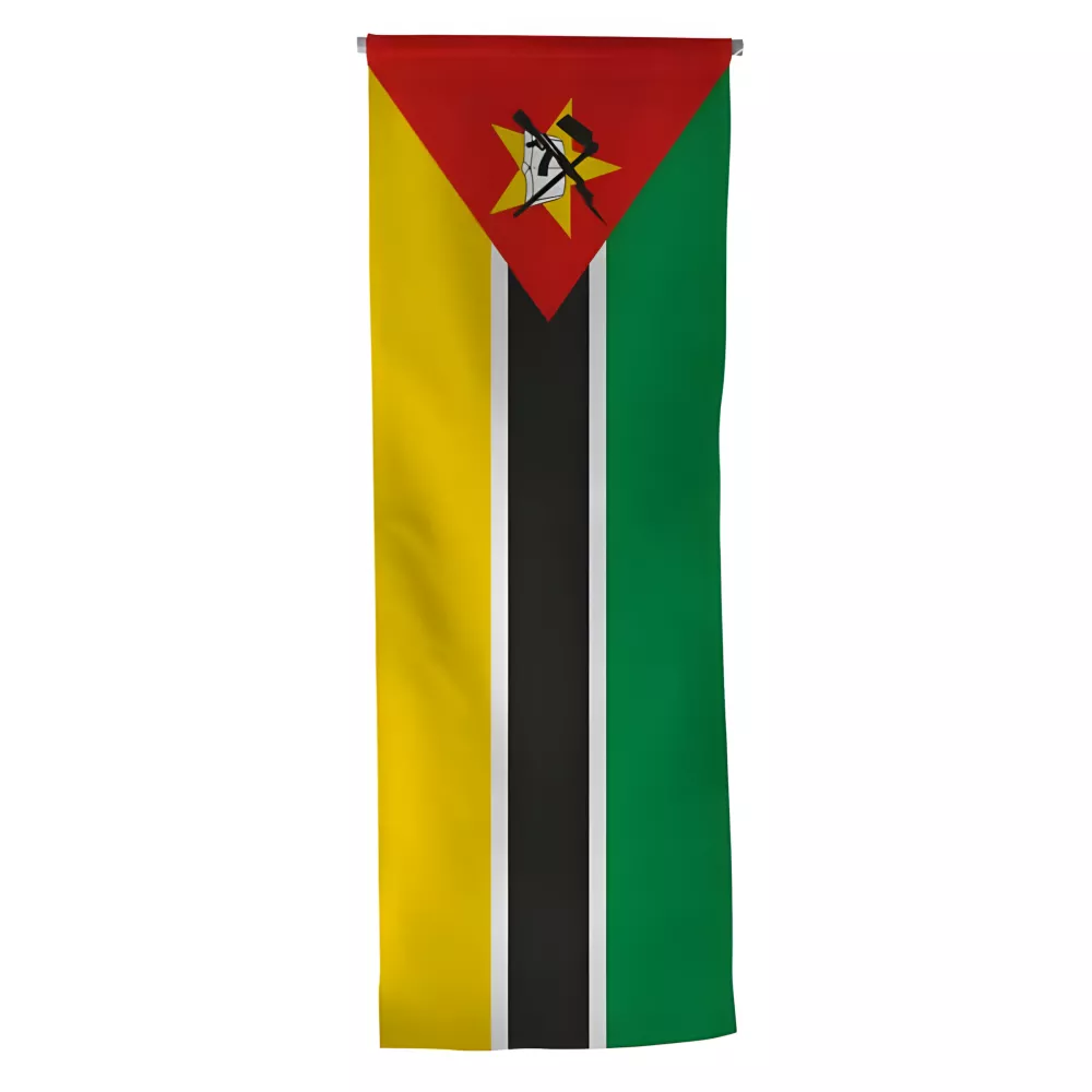 Oriflamme Mozambique en maille polyester avec traverse Oriflamme Mozambique en maille polyester avec traverse