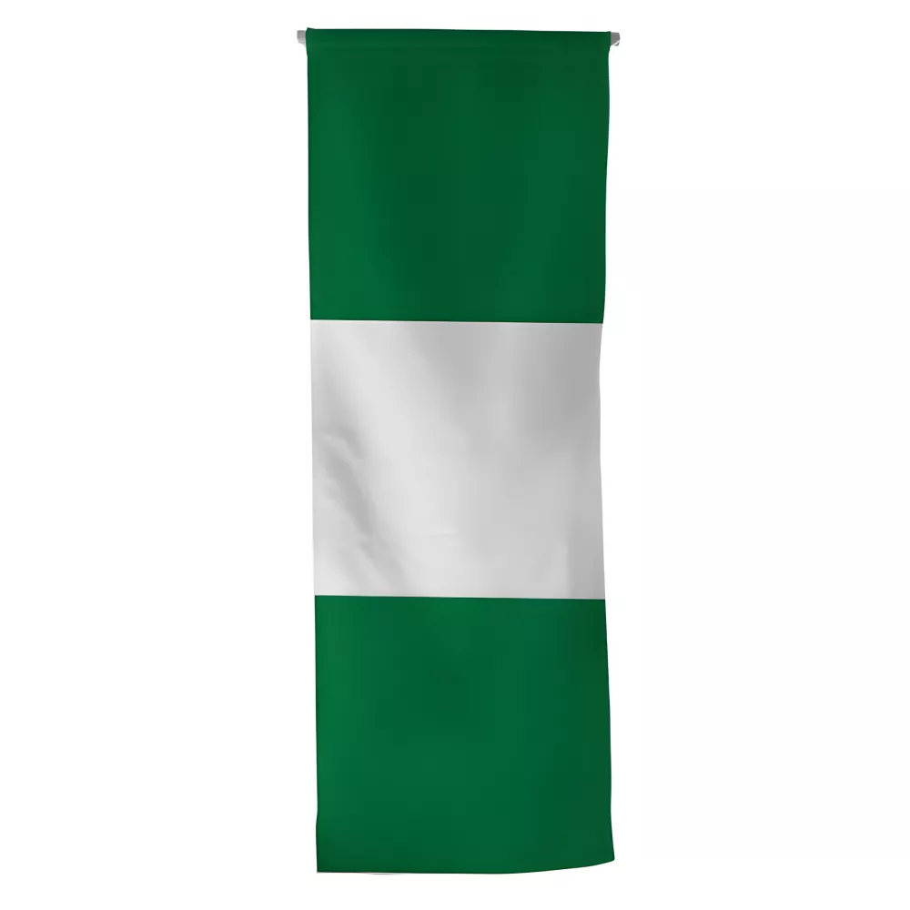 Oriflamme Nigeria en maille polyester avec traverse bois Oriflamme Nigeria en maille polyester avec traverse bois