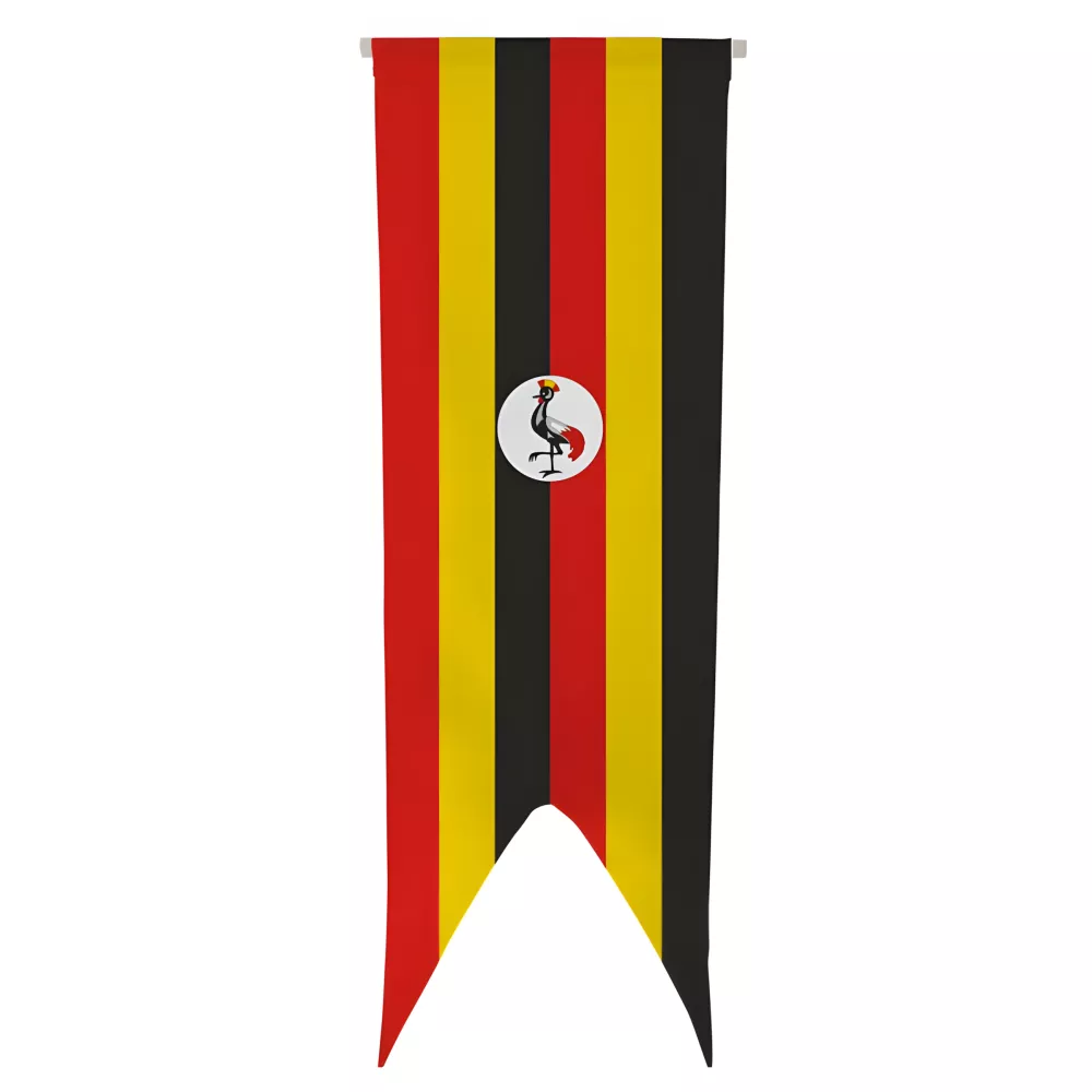 Oriflamme Ouganda en maille polyester avec traverse bois
