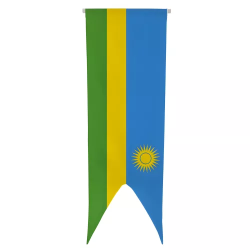 Oriflamme Rwanda avec traverse en bois