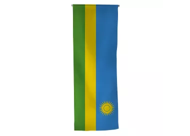 Oriflamme Rwanda avec traverse en bois
