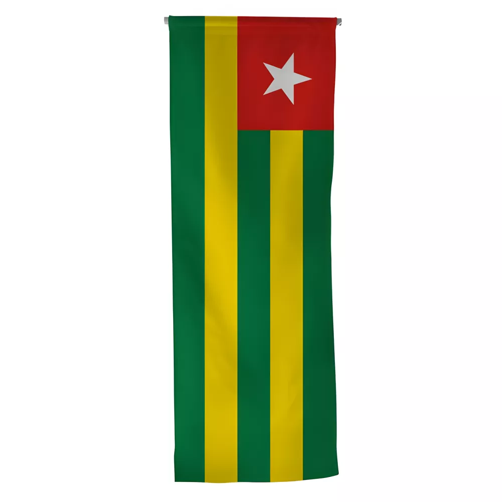 Oriflamme Togo avec traverse en bois