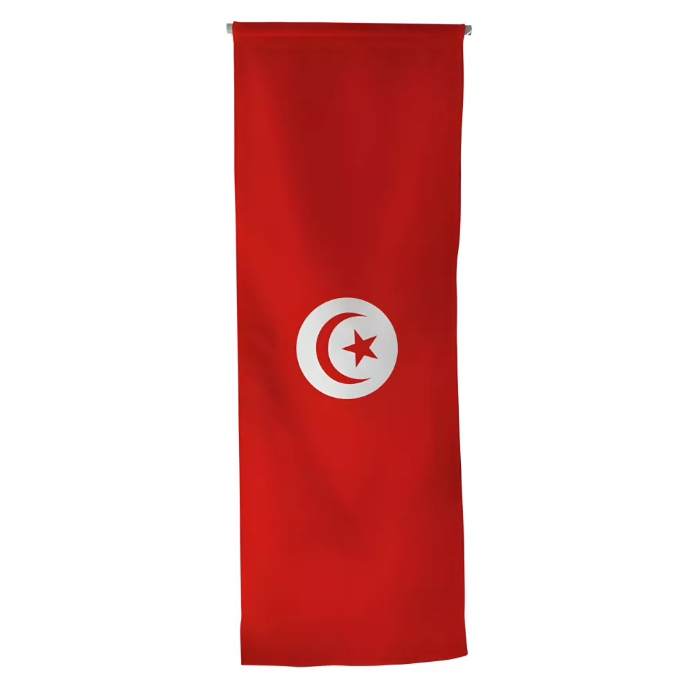Oriflamme Tunisie en maille polyester avec traverse Oriflamme Tunisie en maille polyester avec traverse