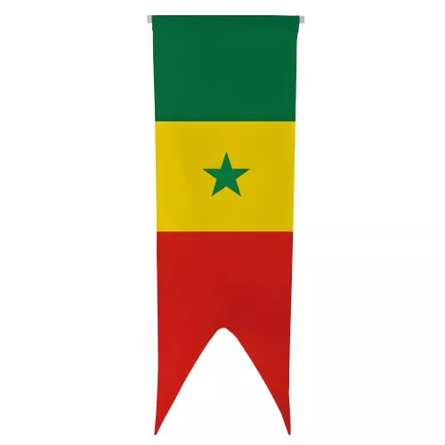 Oriflamme Sénégal en maille polyester avec traverse bois