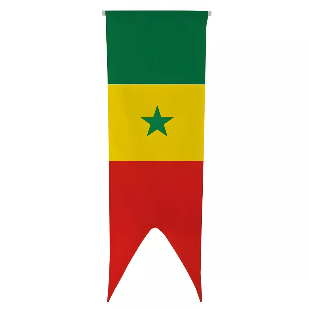 Oriflamme Sénégal en maille polyester avec traverse bois