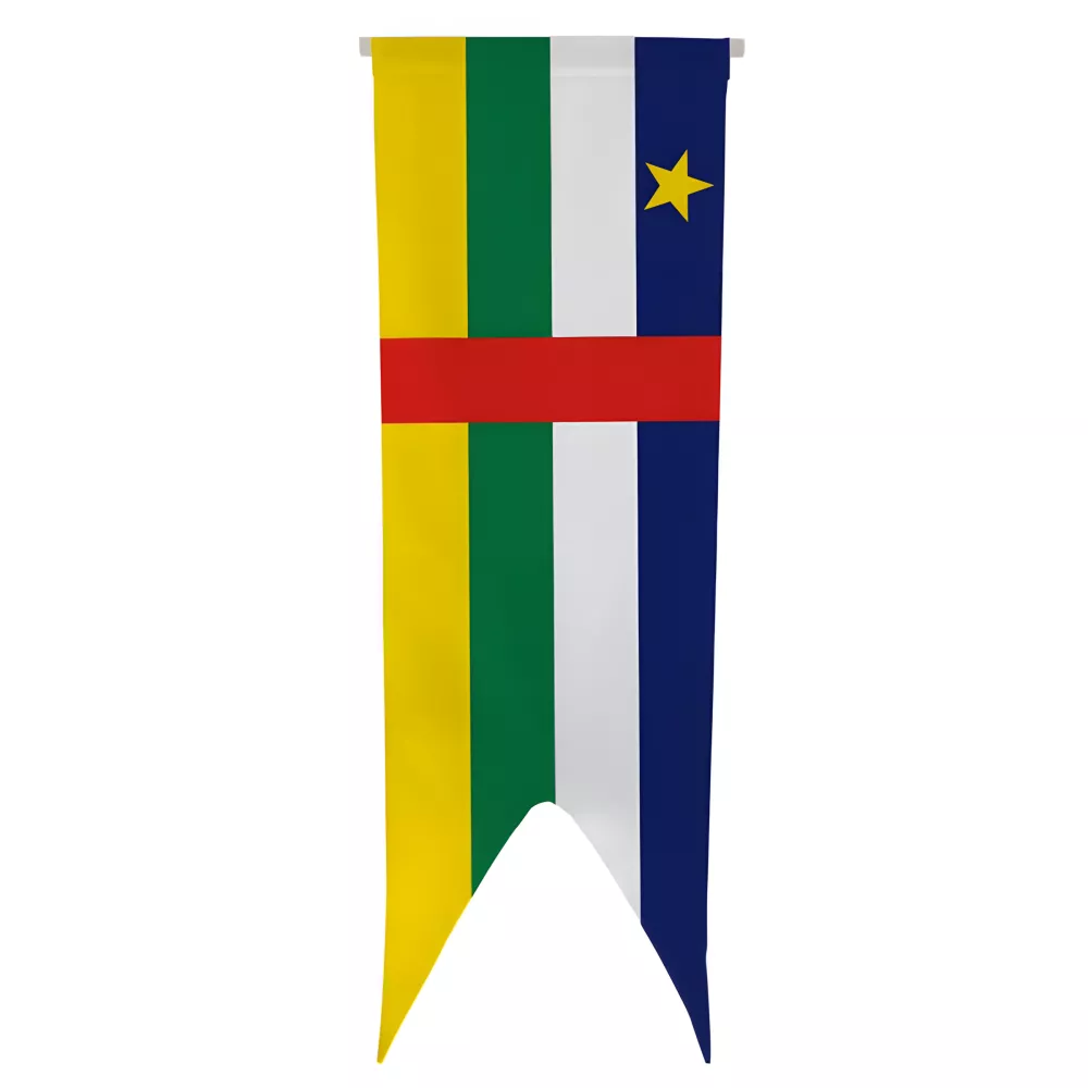 Oriflamme Centrafrique en maille polyester avec traverse Oriflamme Centrafrique en maille polyester avec traverse