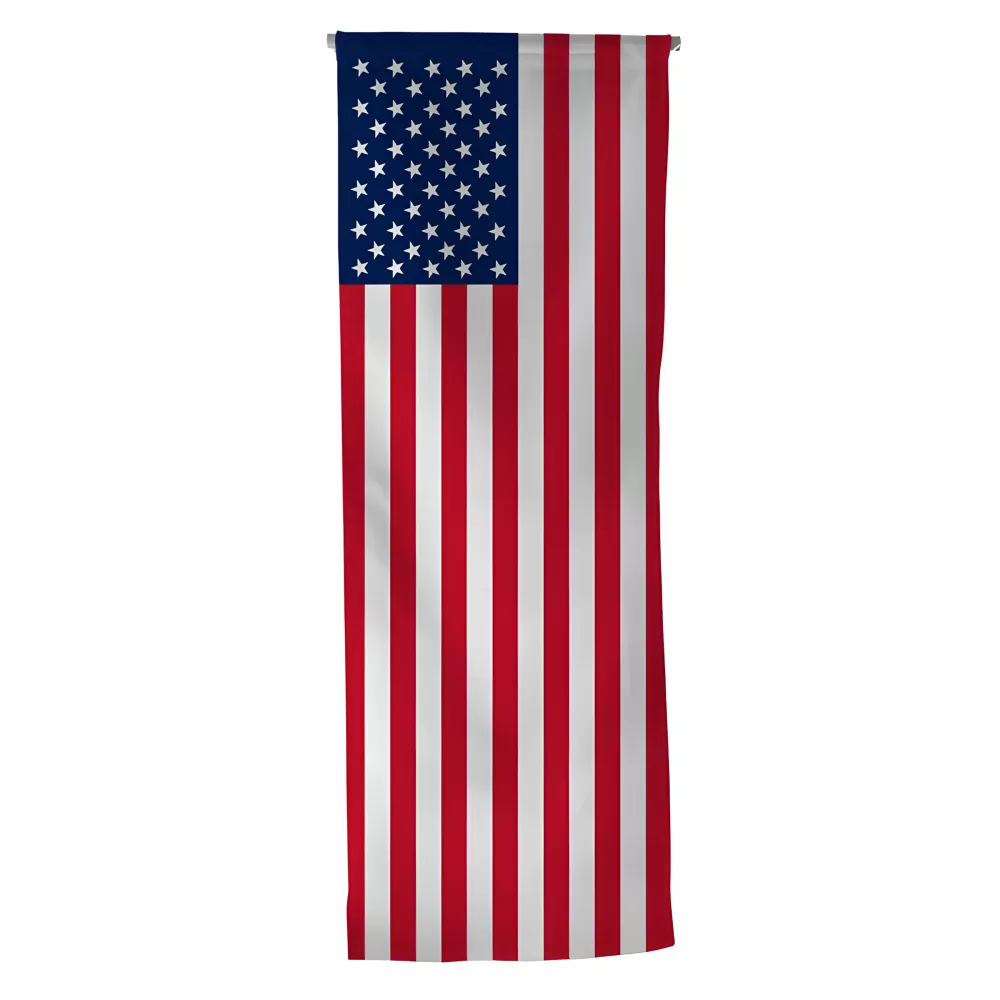 Oriflamme États-Unis 40 x 120 cm avec traverse bois Oriflamme États-Unis 40 x 120 cm avec traverse bois