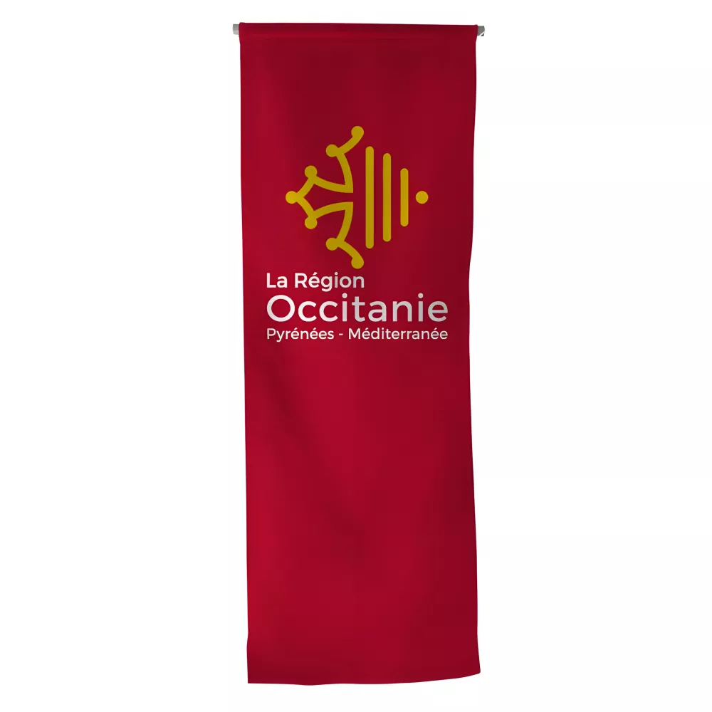 Oriflamme région Occitanie en maille polyester 115 g/m² Oriflamme région Occitanie en maille polyester 115 g/m²