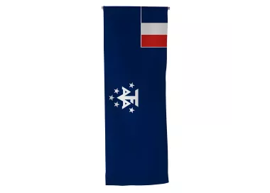 Oriflamme textile Terres Australes avec traverse bois