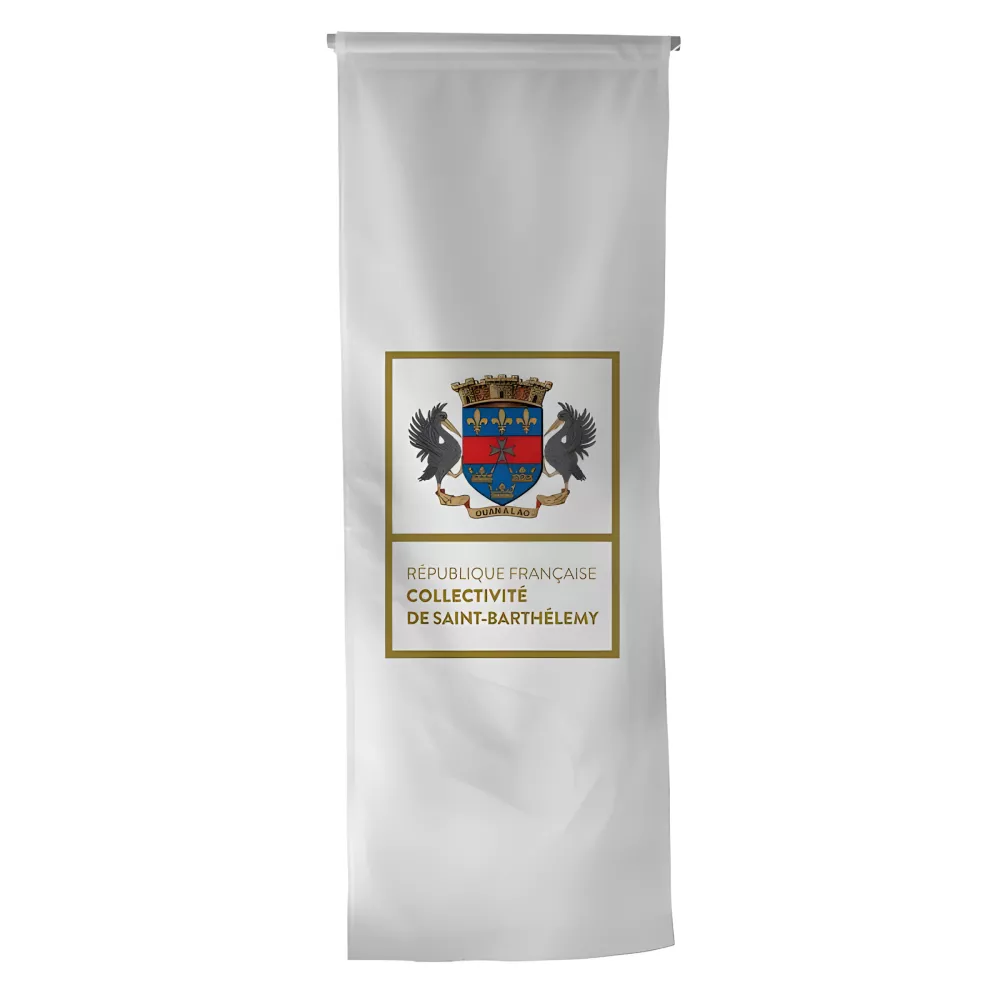 Oriflamme Saint-Barthélemy en maille polyester avec traverse Oriflamme Saint-Barthélemy en maille polyester avec traverse