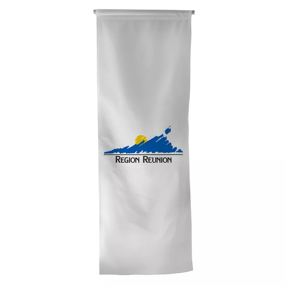 Oriflamme Région Réunion en maille polyester avec traverse Oriflamme Région Réunion en maille polyester avec traverse