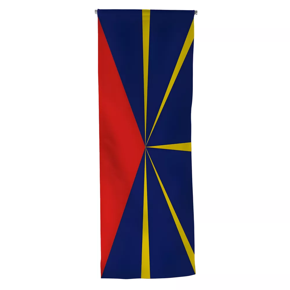 Oriflamme de la Réunion en polyester avec traverse Oriflamme de la Réunion en polyester avec traverse