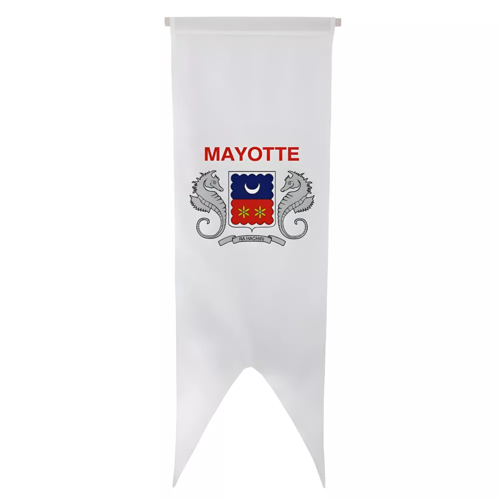 Oriflamme armoiries Mayotte en maille polyester 115 g/m²