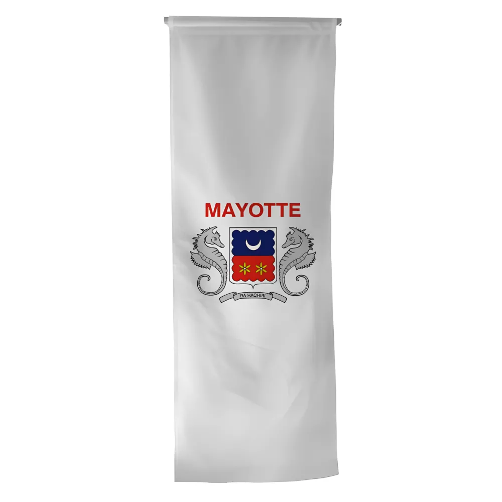 Oriflamme armoiries Mayotte en maille polyester 115 g/m² Oriflamme armoiries Mayotte en maille polyester 115 g/m²
