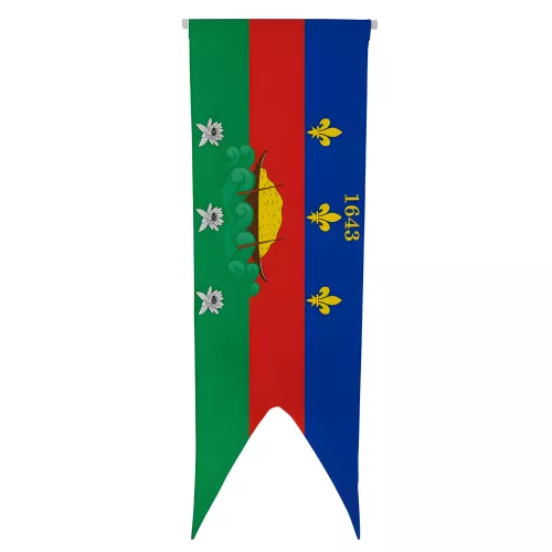 Oriflamme armoiries Guyane en maille polyester avec traverse