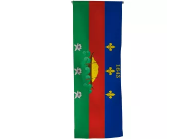 Oriflamme armoiries Guyane en maille polyester avec traverse