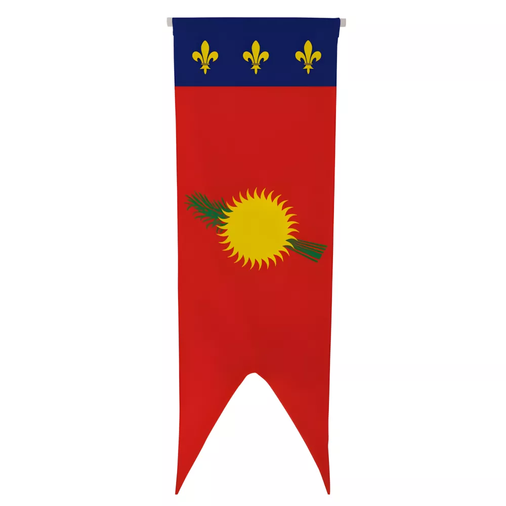 Oriflamme Armoiries Guadeloupe en maille polyester rouge ou noire