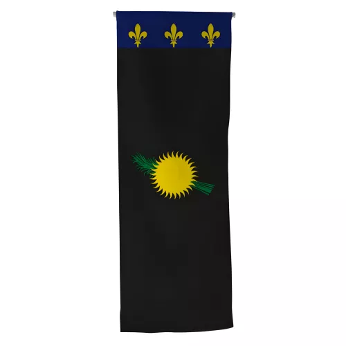 Oriflamme Armoiries Guadeloupe en maille polyester rouge ou noire