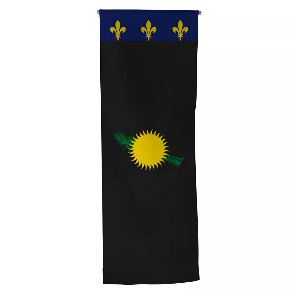 Oriflamme Armoiries Guadeloupe en maille polyester rouge ou noire