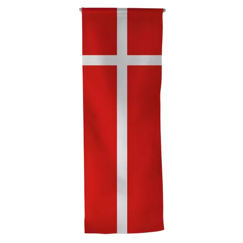Oriflamme textile Danemark avec traverse en bois