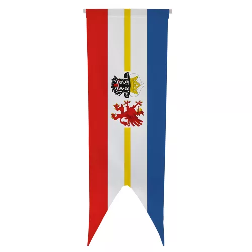 Oriflamme Mecklembourg-Poméranie-Occidentale en polyester avec traverse bois