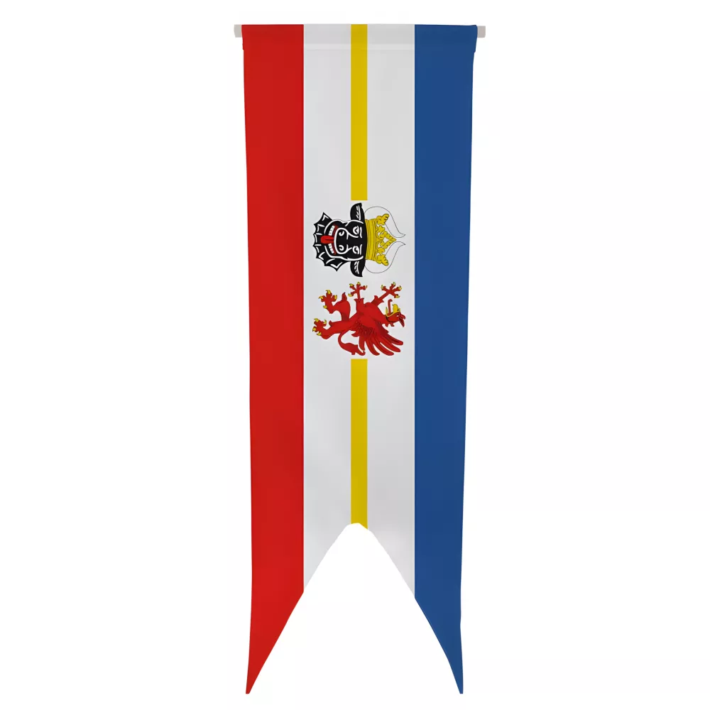 Oriflamme Mecklembourg-Poméranie-Occidentale en polyester avec traverse bois
