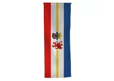 Oriflamme Mecklembourg-Poméranie-Occidentale en polyester avec traverse bois