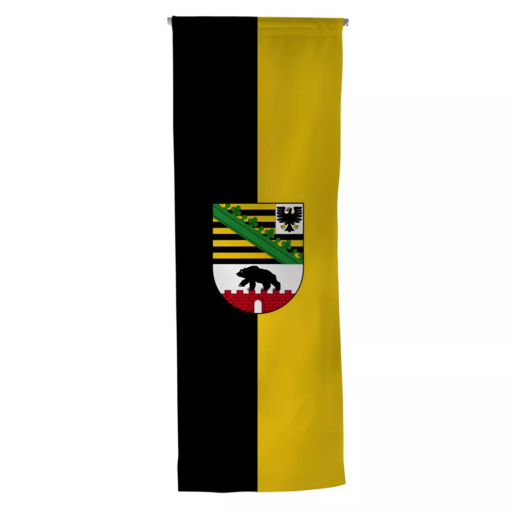 Oriflamme Saxe-Anhalt en polyester avec traverse bois