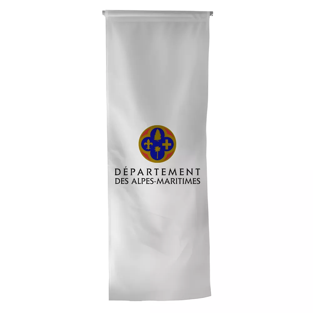 Oriflamme du Conseil Départemental des Alpes-Maritimes en polyester Oriflamme du Conseil Départemental des Alpes-Maritimes en polyester